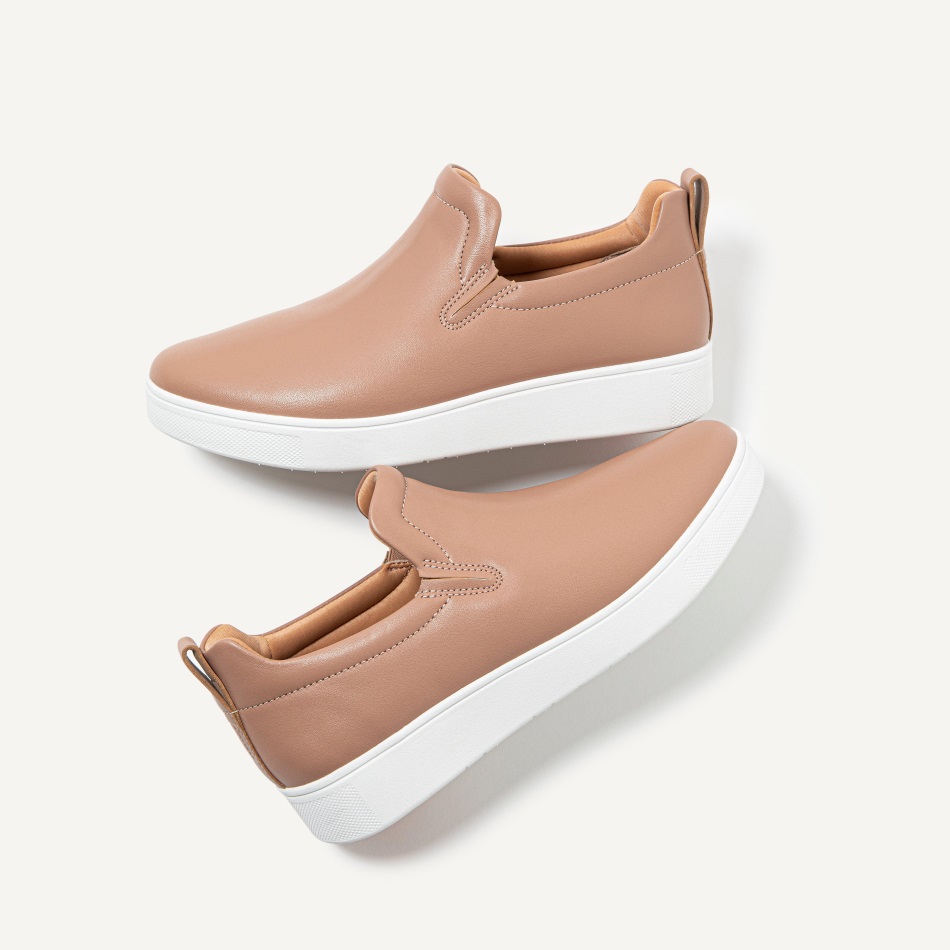 Sneakers Da Skate Fitflop Rally In Pelle Rosa Nude